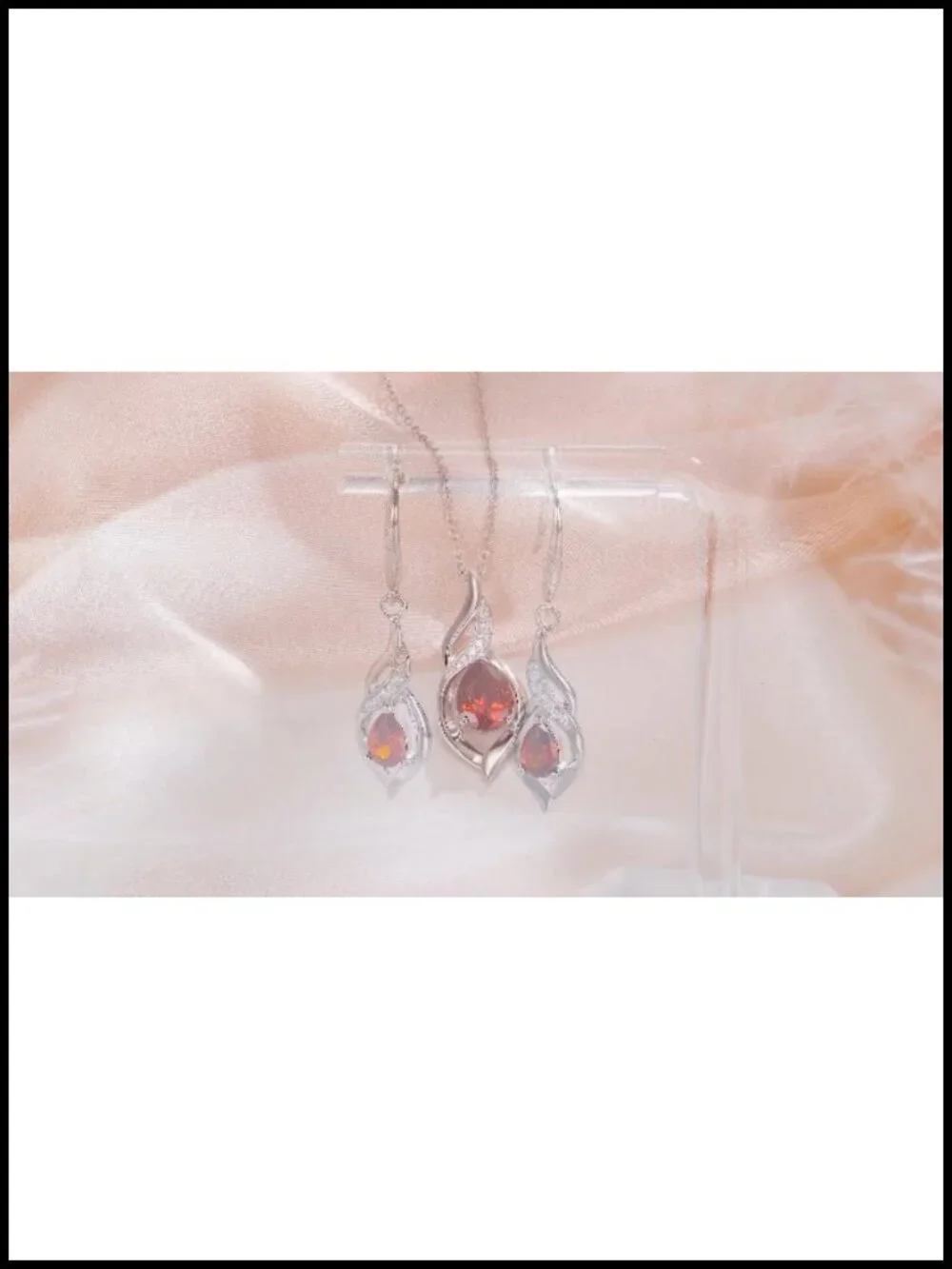 Sterling Silver Ruby Teardrop Birthstone Necklace for Women